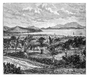Veduta di St Kitts presa da Nevis, c1890