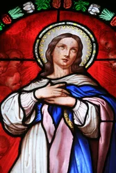 Vetrata: Vergine Maria, Beaune, Francia