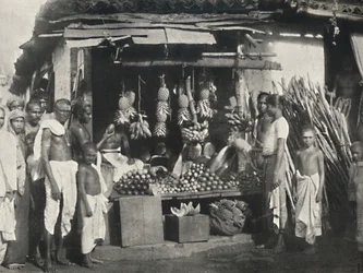 Bancarella di un venditore di frutta a Colombo