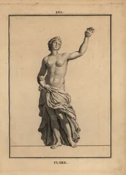 Statua di Flora, dea romana dei fiori e della primavera, con un mazzo di fiori