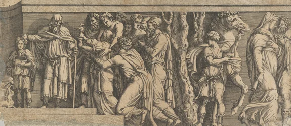 Statua di Niobe e i suoi adoratori, con Apollo e Diana e altre figure, 1543-47