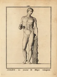 Statua di un atleta nudo o lanciatore di disco vittorioso