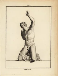 Statua del bellissimo cacciatore Narciso, dalla mitologia greca