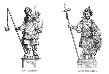 Statue di Gog Gogmagog e Magog Corineus, 1886