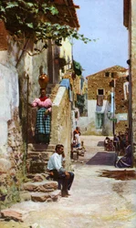 Scena di strada, Taormina, Sicilia, Italia, c1923