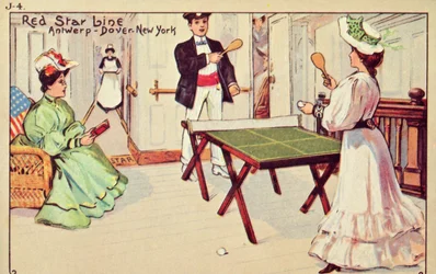 Ping pong a bordo di una nave passeggeri della Red Star Line, 1907