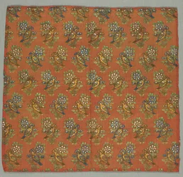 Frammento di taffetà con motivo Gul-u-Bulbul Rosa e Usignolo, 1700s
