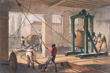 Filo telegrafico presso i lavori di Greenwich, c1865