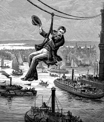 Test dei cavi sul ponte di Brooklyn, c1900