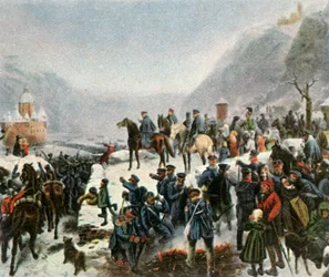 Il 1º esercito slesiano attraversa il fiume Reno vicino a Kaub, 1 gennaio 1814, 1936