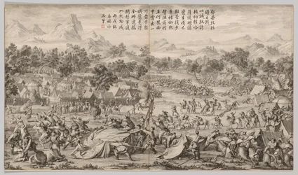 La battaglia di Elei Zhalatu: dalle scene di battaglia della repressione delle ribellioni, c. 1765-1774