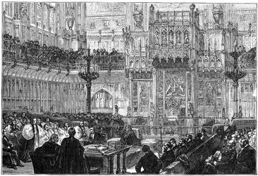 Il Vescovo di Peterborough che si rivolge alla Camera dei Lord, metà-fine XIX secolo, 1900