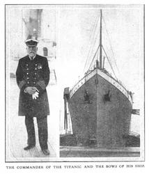 Il comandante del Titanic e la prua della sua nave, 20 aprile 1912