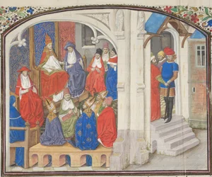 Il Concilio di Clermont nel 1095. Miniatura dalla Historia di Guglielmo di Tiro, 1460