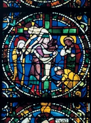 La discesa dalla croce, vetrata, Cattedrale di Chartres, Francia, 1194-1260