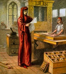 Il primo stampatore inglese, XV secolo, c1850