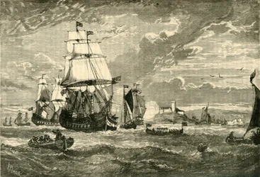 La prima flotta della Compagnia delle Indie Orientali che lascia Woolwich, 1601, 1890