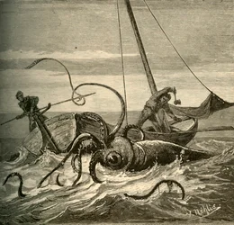 La battaglia dei pescatori con il calamaro gigante, 1881