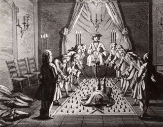 Cerimonia di iniziazione dei massoni francesi, 18° secolo