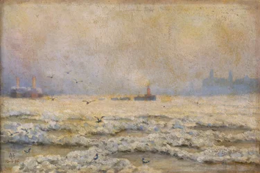 Il Tamigi ghiacciato a Greenwich, 1895
