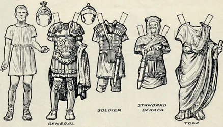 La galleria del costume storico: cosa indossavano i Britanni e i Romani, c1934