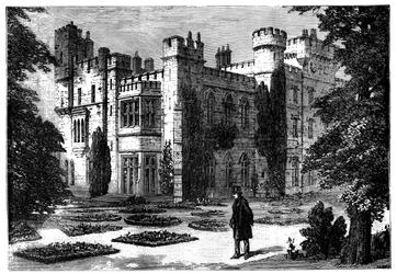 Il giardino, castello di Hawarden, Flintshire, Galles