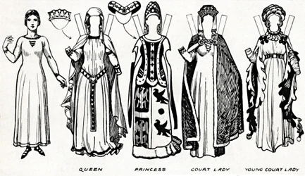 La grande galleria del costume britannico: Abito indossato nel regno di Edoardo III, c1934