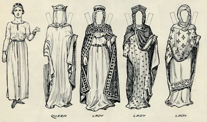 La grande galleria del costume britannico: Abiti vari indossati in epoca normanna