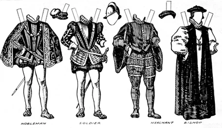 La Grande Galleria del Costume: Abiti vari indossati ai tempi di Elisabetta, c1934