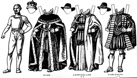 La grande galleria del costume storico: Abiti indossati nel regno di Giacomo I, c1934