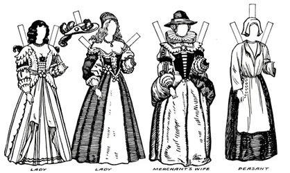 La grande galleria del costume storico: alcuni abiti del tempo di Carlo I, c1934