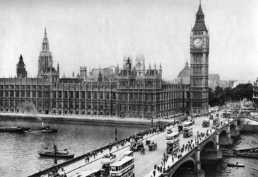 Le case del Parlamento e il ponte di Westminster, Londra, 1926-1927