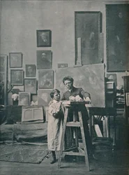 Il defunto Eugene Carriere nel suo studio, c1870-1890, 1906