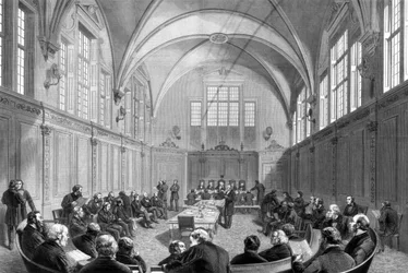 Il nuovo ufficio del consiglio scolastico di Londra sul Thames Embankment, Londra, 1875