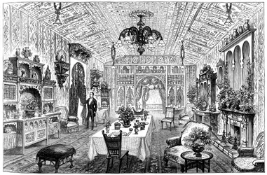 La sala da pranzo al Municipio, Birmingham, West Midlands, 1887