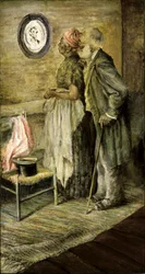 La vecchia coppia che guarda un ritratto di Lincoln, dopo 1904-1905