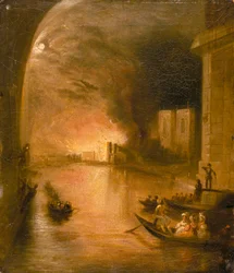 Il Palazzo di Westminster in fiamme