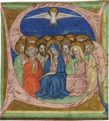 La Pentecoste. Iniziale S da un manoscritto Graduale, ca 1430
