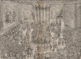 Il pasto principesco, dalla serie che raffigura il matrimonio di Wolfgang Wilhelm, 1614