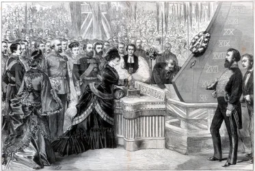 La Principessa del Galles lancia la nuova nave corazzata Alexandra, 1875