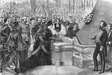 La Principessa del Galles lancia la nuova nave corazzata Alexandra, 1875