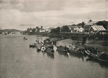 La riva del fiume e la strada Strand, Moulmein, 1900