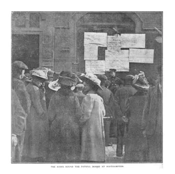 La scena intorno al tavolo fatale a Southampton, 20 aprile 1912
