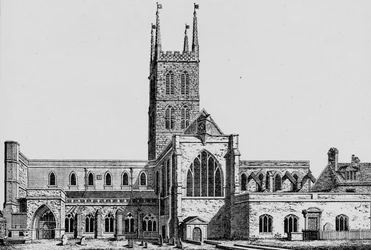 Il lato sud di St. Saviours, Southwark, che mostra la vecchia navata, c1825, 1912