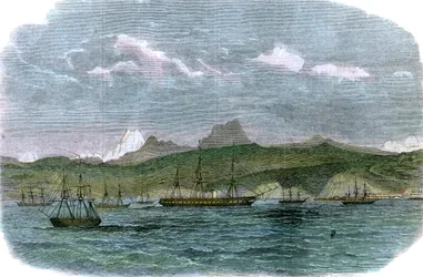 Lo squadrone di blocco spagnolo a Valparaiso, Cile, c1880