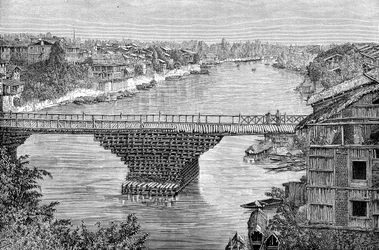 Il ponte Srinagar sul fiume Jhelum, Pakistan, 1895