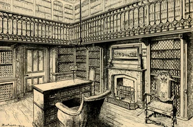 Lo studio ad Abbotsford, con la scrivania e la sedia di Sir Walter Scott, 1882
