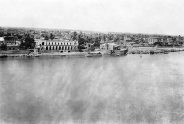 Il fiume Tigri dal 31° ospedale generale britannico, Baghdad, Mesopotamia, Prima Guerra Mondiale, 1918