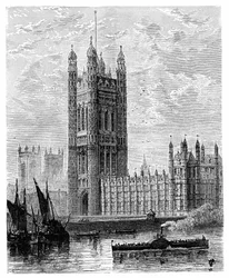 La Torre Victoria e le Case del Parlamento, Londra, 1900