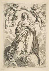 La Vergine Incoronata da Due Angeli, copia da Cantarini, XVII secolo